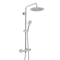 Milano - Modern Thermostatic Bar Shower Valve with Round Shower Head and Hand Shower - Choice of Finish