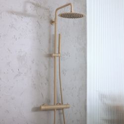 Milano Elements - Modern Thermostatic Bar Shower Valve with Round Shower Head and Hand Shower - Choice of Finish