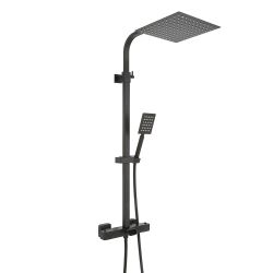 Milano Tolima - Modern Thermostatic Bar Shower Valve with Bath Spout, Square Shower Head and Hand Shower- Choice of Finish