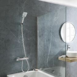 Milano Rune - Modern Square Thermostatic Bar Shower Valve with Hand Shower - Choice of Finish