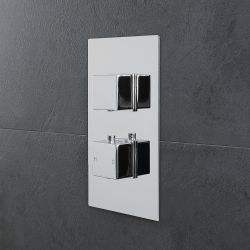 Milano Arvo - Modern 1 Outlet Square Twin Thermostatic Shower Valve - Chrome
