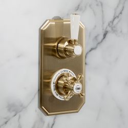 Milano Elizabeth - Traditional Concealed Thermostatic Twin Diverter Shower Valve - Brushed Brass