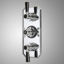 Milano Elizabeth - Traditional Concealed Thermostatic Triple Diverter Shower Valve - Chrome and Black