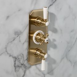 Milano Elizabeth - Traditional Concealed Thermostatic Triple Shower Valve - Brushed Brass