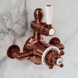 Milano Elizabeth - Traditional Twin Exposed Thermostatic Shower Valve - Brushed Copper