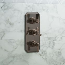Milano Earlham - Art Deco 2 Outlet Triple Thermostatic Shower Valve - Choice of Finish