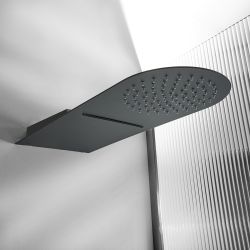 Milano Nero - Modern 500mm Round Concealed Shower Head with Waterblade - Black