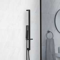 Milano Preto - Modern Riser Rail Kit with Hand Shower and Integrated Elbow - Black