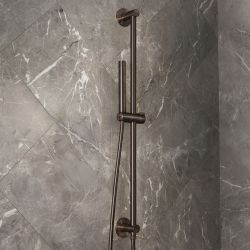 Milano Otto - Modern Round Riser Rail Kit with Hand Shower and Integrated Elbow - Choice of Finish