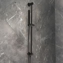 Milano Otto - Modern Round Riser Rail Kit with Hand Shower and Integrated Elbow - Choice of Finish