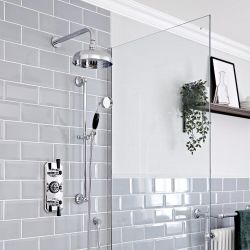 Milano Elizabeth - Traditional Concealed Thermostatic Triple Shower Valve - Chrome and Black
