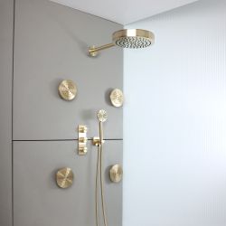 Milano Lune - Thermostatic Shower with Diverter, Shower Head, Hand Shower and Body Jets (3 Outlet) - Choice of Finish