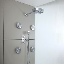 Milano Lune - Thermostatic Shower with Diverter, Shower Head, Hand Shower and Body Jets (3 Outlet) - Choice of Finish