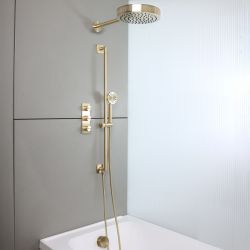 Milano Lune - Thermostatic Shower with Diverter, Shower Head, Overflow Bath Filler and Riser Rail with Hand Shower (3 Outlet) - Choice of Finish