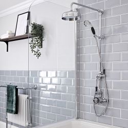 Milano Elizabeth - Chrome and Black Traditional Twin Exposed Thermostatic Shower with Grand Rigid Riser Rail (2 Outlet)