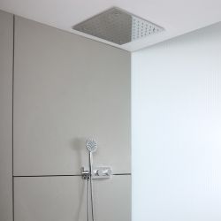 Milano Lune - Modern Thermostatic Shower with Diverter, Recessed Shower Head and Hand Shower (2 Outlet) - Choice of Finish