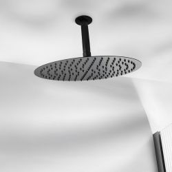Milano Nero - 300mm Round Shower Head and Ceiling Arm - Black