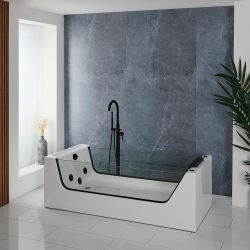 Milano Breeze - Whirlpool Single Ended Spa Bath - 1800mm x 800mm - Black