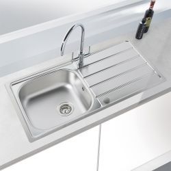 Harlyn Towan - Single Bowl Stainless Steel Kitchen Sink with Reversible Drainer