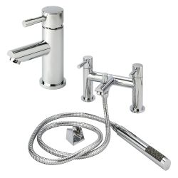 Milano - Modern Round Basin Mixer and Bath Shower Mixer Tap Set - Choice of Finish