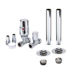 Milano - Thermostatic Straight Radiator Valve and Pipe Sleeve Set - Chrome