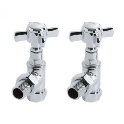 Milano - Chrome Traditional Radiator Valves - Angled Pair
