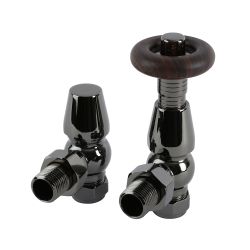 Milano Windsor - Black Nickel Traditional Thermostatic Angled Radiator Valves (Pair)