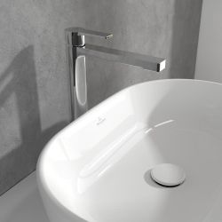 Villeroy & Boch Architectura - High Rise Basin Mixer Tap with Push Button Slotted Waste - Chrome