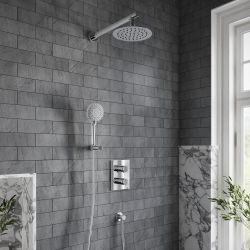 Villeroy & Boch Universal - Thermostatic Shower System with 200mm Round Shower Head and Hand Shower (2 Outlet)  - Chrome