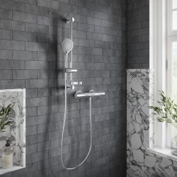 Villeroy & Boch Universal - Round Thermostatic Bar Shower Valve with Riser Rail and Hand Shower (1 Outlet) - Chrome