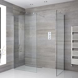 Milano Portland - Corner Wet Room Shower Enclosure - Choice of Glass Size & Drain