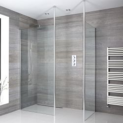 Milano Alto - Corner Wet Room Shower Enclosure - Choice of Glass Size & Drain