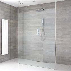Milano Alto - Open Walk-Through Wet Room Shower - Choice of Glass Size & Drain