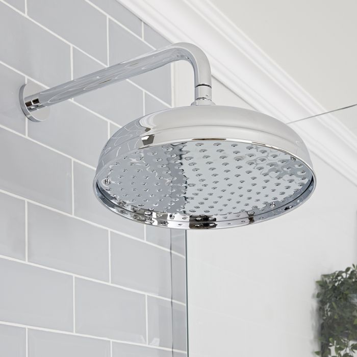 Milano Elizabeth - Chrome 300mm Traditional Apron Shower Head and Wall Arm
