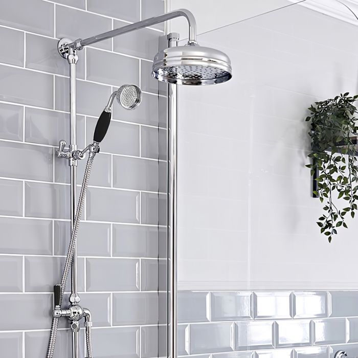 Milano Elizabeth - Traditional Victorian Grand Rigid Riser with Hand Shower - Chrome and Black