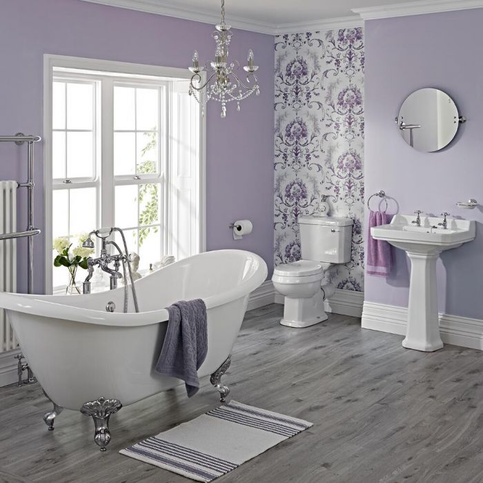 Milano - Double Ended Claw Foot Slipper Bath With WC Toilet, Basin and Pedestal