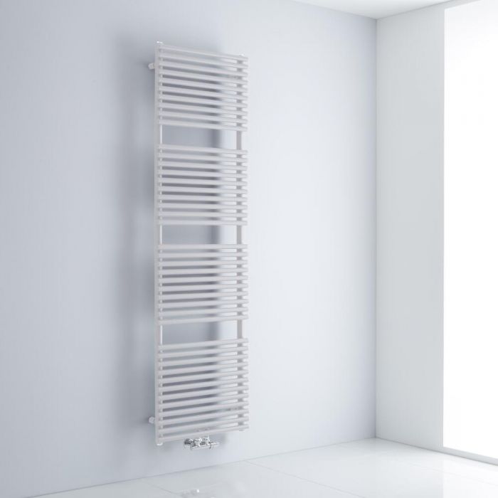 Milano Via - White Central Connection Bar on Bar Heated Towel Rail - 1823mm x 500mm