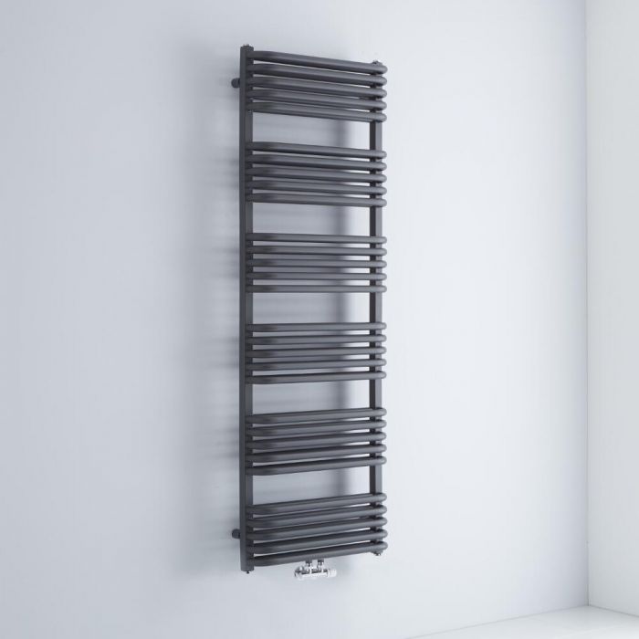 Milano Bow - Anthracite D-Bar Central Connection Heated Towel Rail - 1533mm x 500mm