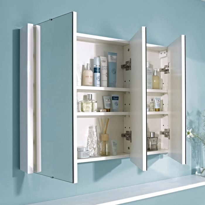 Milano Ren - White Modern Mirrored Cabinet - 900mm x 650mm