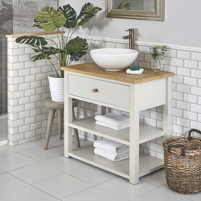 Milano Henley - Antique White 840mm Traditional Vanity Unit - Choice of Basin and Handle Finish