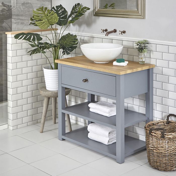 Milano Henley - Light Grey 840mm Traditional Vanity Unit - Choice of Basin and Handle Finish