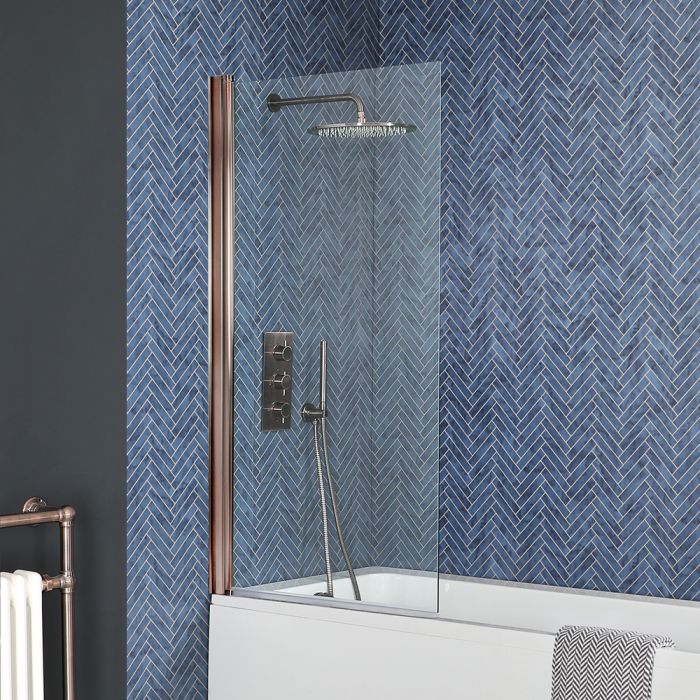 Milano Vara - Brushed Copper Bath Shower Screen