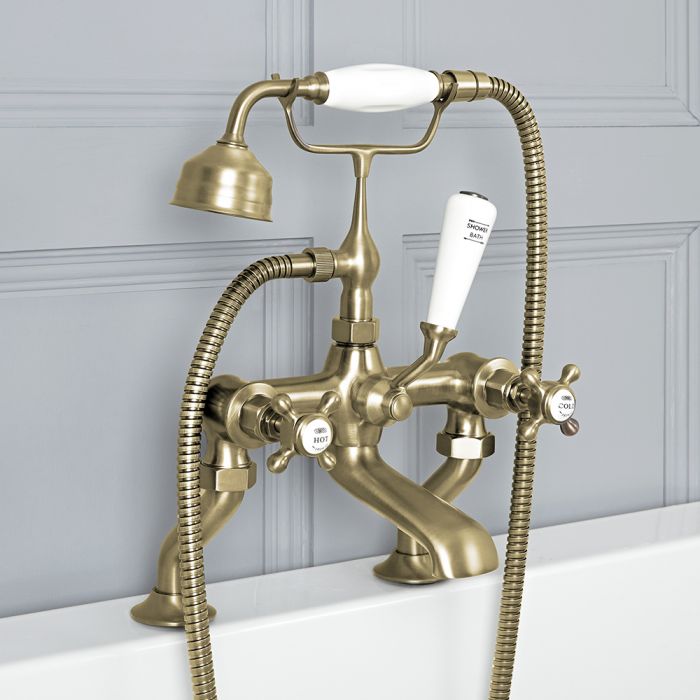 Milano Elizabeth - Traditional Crosshead Bath Shower Mixer Tap - Brushed Gold