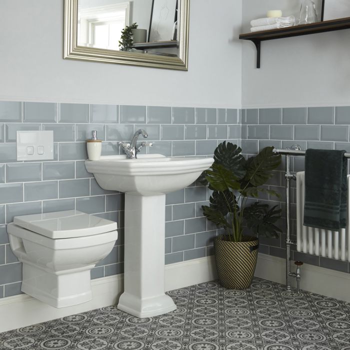Milano Sandringham - Traditional Wall Hung Toilet and Pedestal Basin Set
