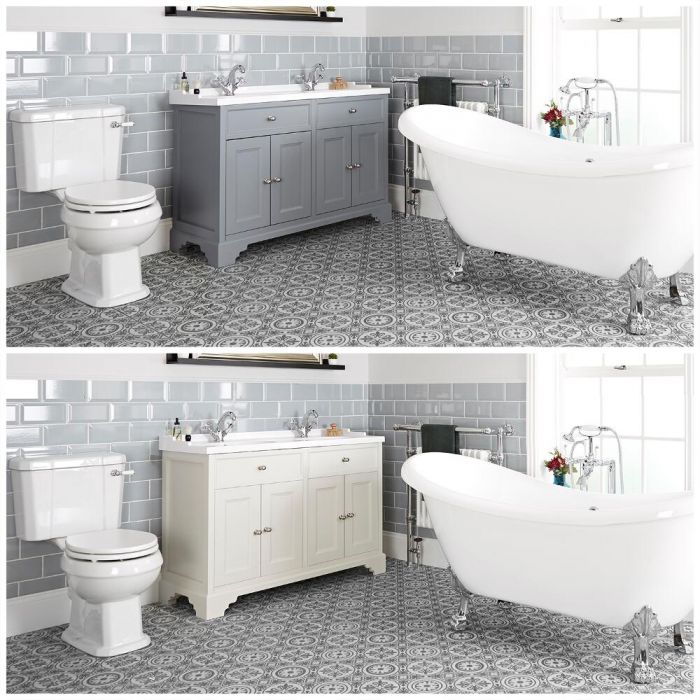 Milano Thornton Traditional Bathroom Suite With Freestanding Bath 1200mm Vanity Unit And Close Coupled Toilet - What Is Another Word For A Bathroom Vanity Unit With Toilet And Shower