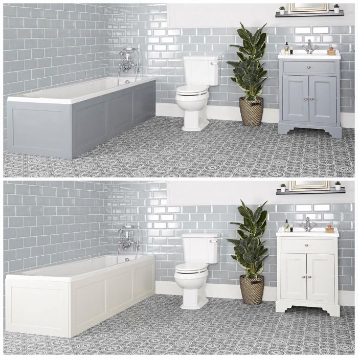 Milano Thornton - Traditional Bathroom Suite with Bath, 630mm Vanity Unit and Close Coupled Toilet