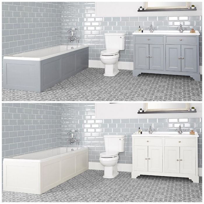 Milano Thornton - Traditional Bathroom Suite with Bath, 1200mm Vanity Unit and Close Coupled Toilet