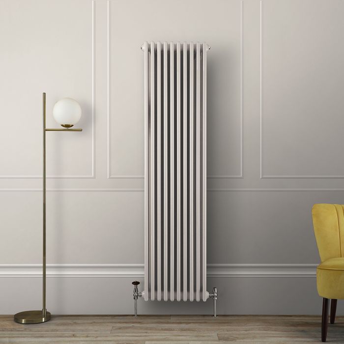 Milano Windsor - Pearl White 1800mm Vertical Traditional Triple Column Radiator - Choice of Size