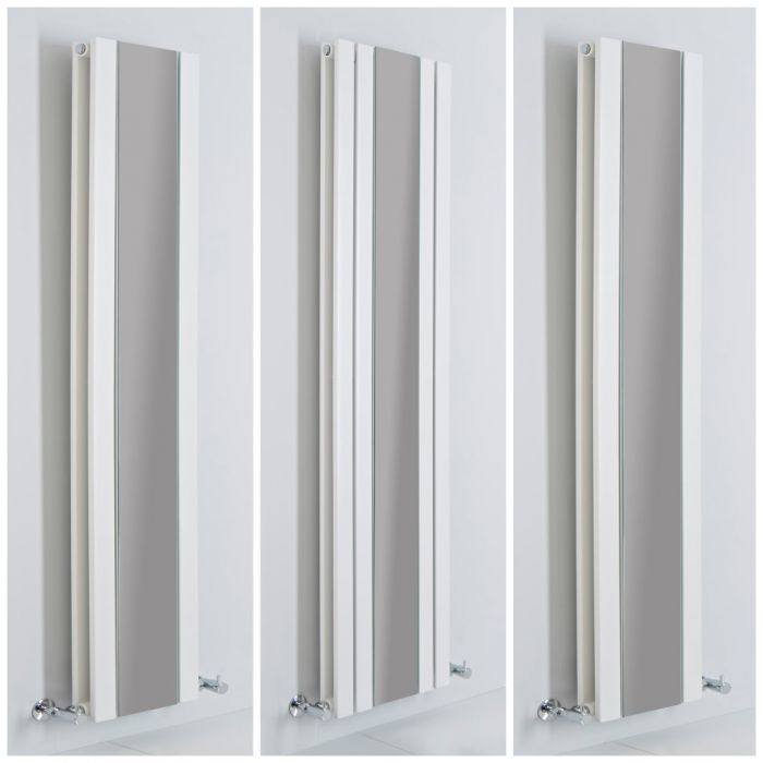 Milano Icon - White Vertical Designer Radiator with Mirror - All Sizes