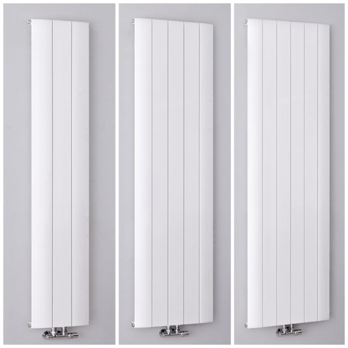 Milano Skye - White Aluminium Vertical Designer Radiator - All Sizes